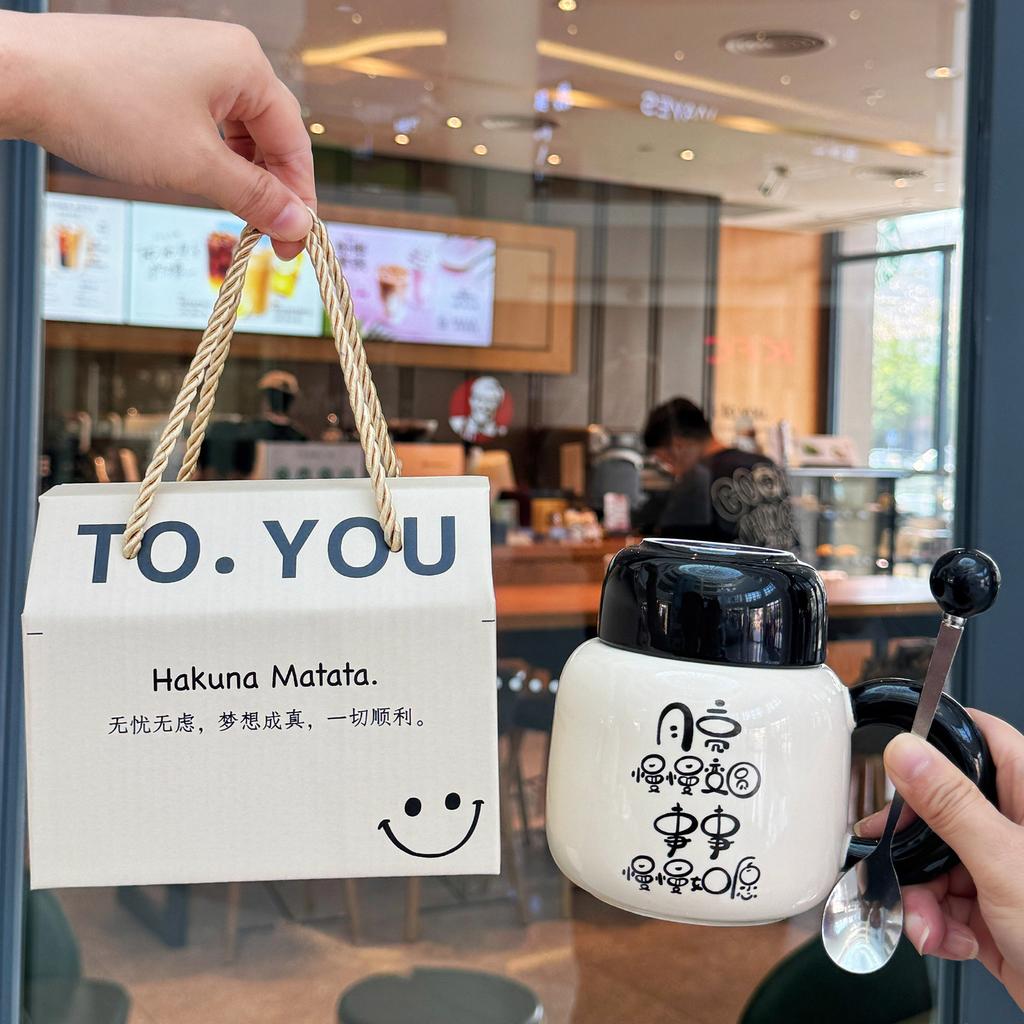 Simple Cup Girls New Mug with Lid High Value Ceramic Drinking Water Coffee Cup Home Office