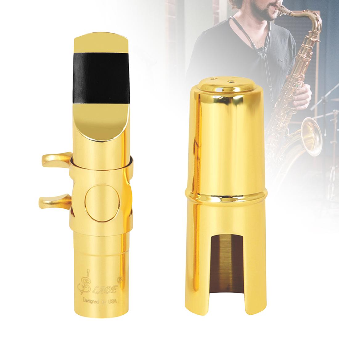 

Мундштук для саксофона 5C латунный для альт/тенор/сопрано - Профессиональный и начинающий металлический мундштук с колпачком и лигатурой Alto