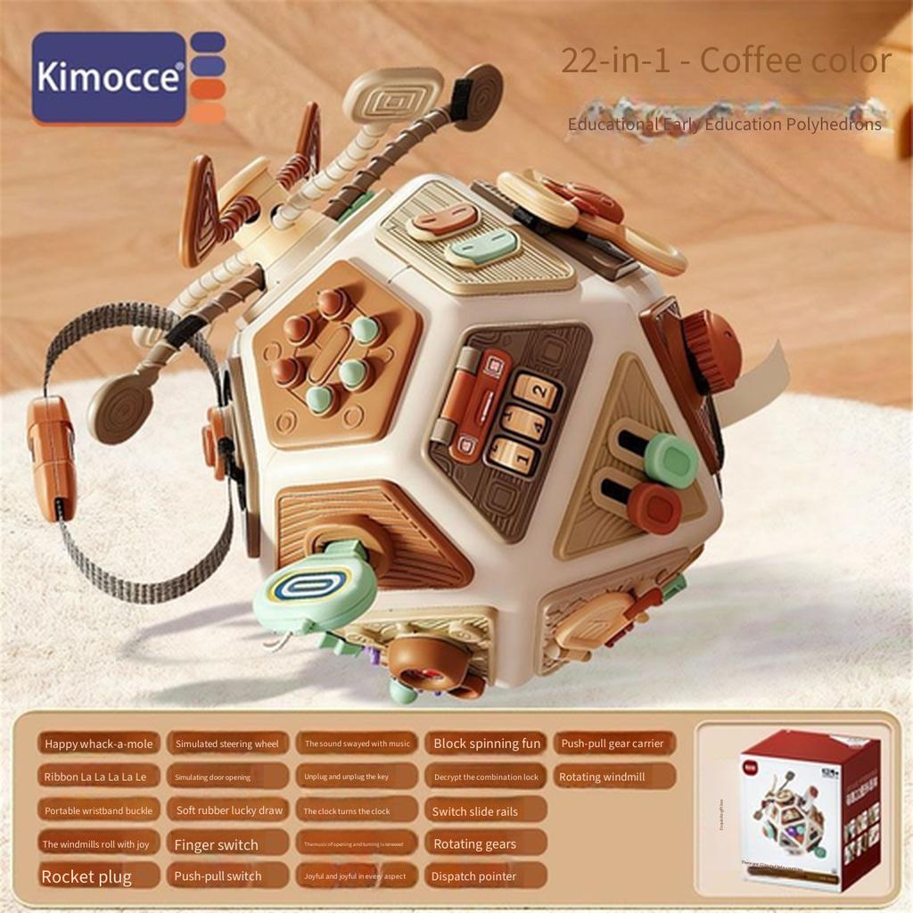Busy Activity Ball Baby Toy Multifunctional Montessori Polyhedron Hand Catch Ball Fishing Game Toy for 0‑3 Years Infant Toddler 6+ Months Kids