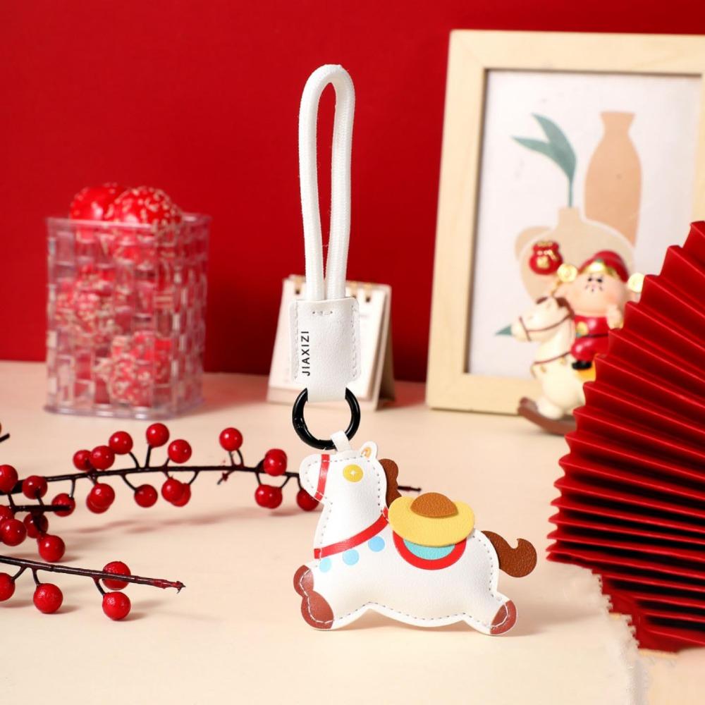 Leather Zodiac Pony Bag Pendant Cartoon Chinese New Year Gift Unique Horse Keychain  Birthday Gift