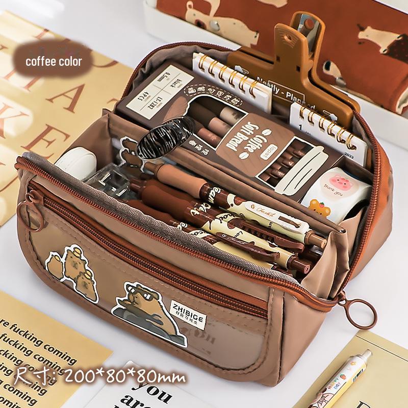 Large-Capacity Transparent Capibara Pencil Case - Cute Cartoon Design
