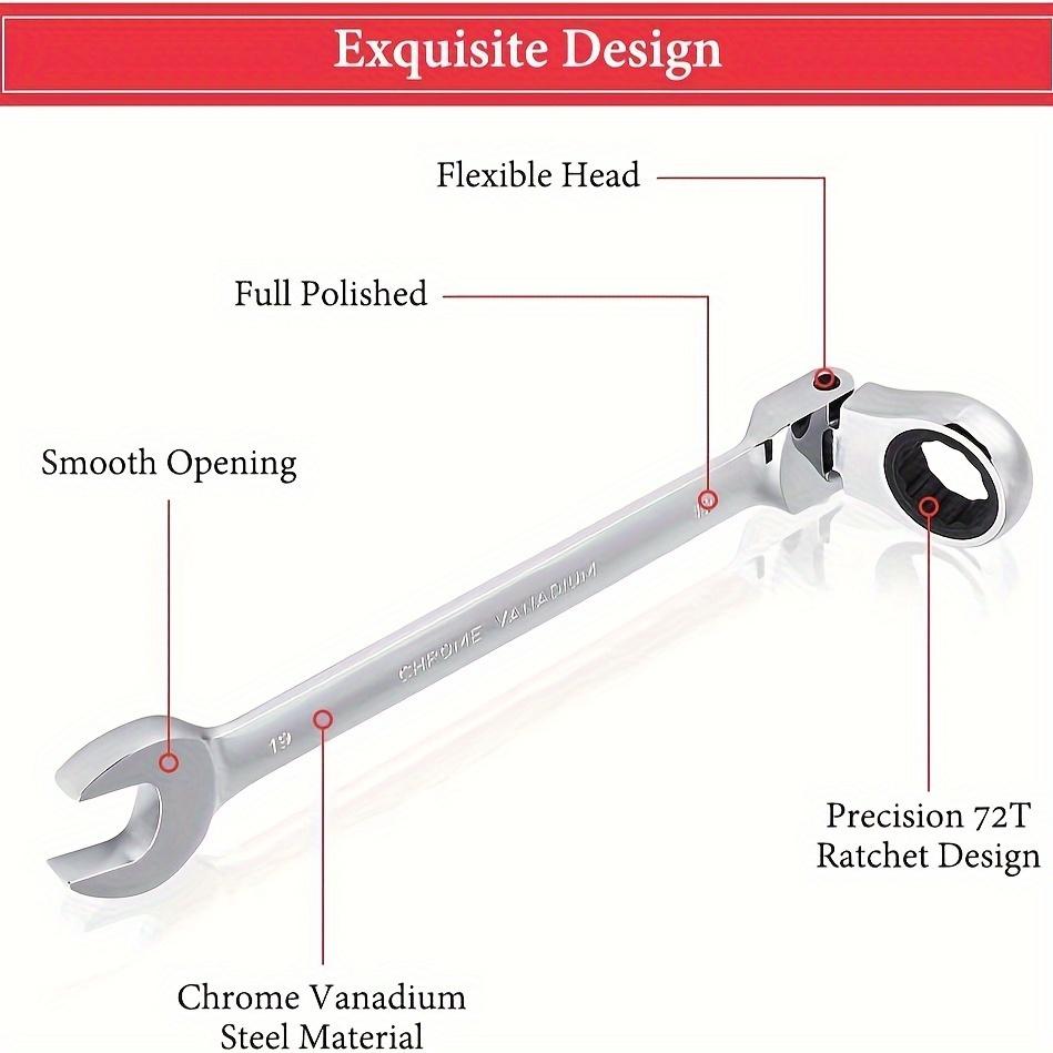 12pcs Elbow Ratchet Wrench Set, CR-V Steel, Metric 8-19mm, Quick-Release, Mechanical Operation, with Portable Toolbox for Versatile Tightening