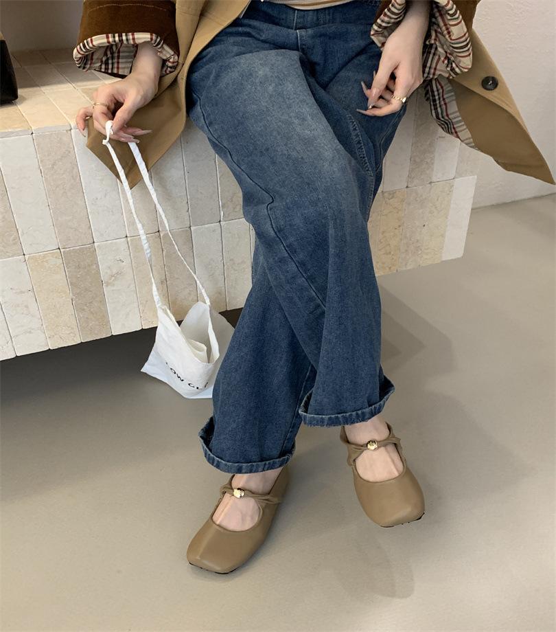 

French retro pleated light mouth square head grandma single shoes women s word with soft bottom flat bottom comfortable fashion shoes 40 хаки