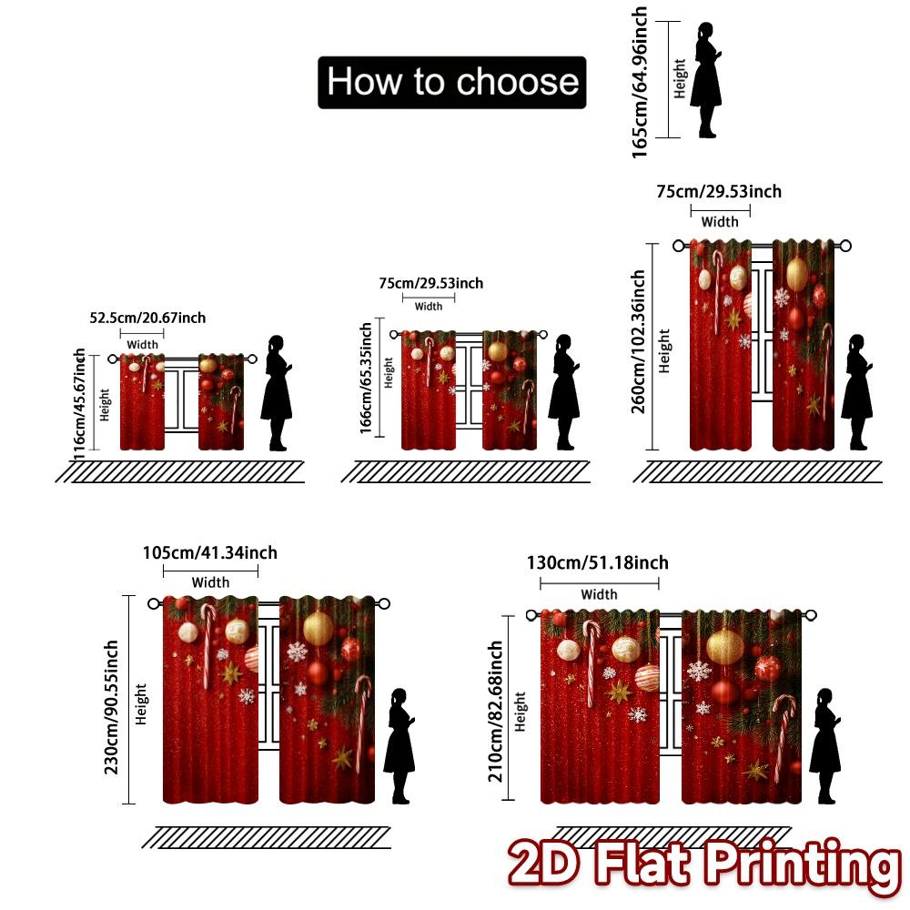 2D Flat Printing  JIT 2pcs   Curtains (Without Rod) Festive Ornaments(1) Creative Chic Curtains Polyester Curtains Decorations For