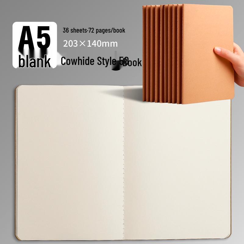 100-Page A5/B5 Black Cowhide Notebook for College Students