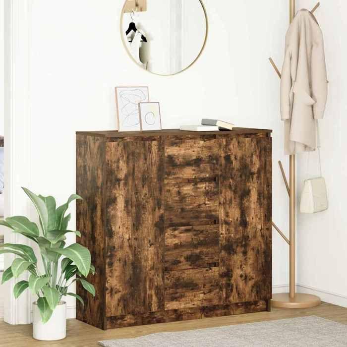VidaXL Buffet avec tiroirs chêne fumé 100,5x35x98,5 cm bois ingénierie, meuble de rangement, buffet, meuble d'entrée, meuble 3328457