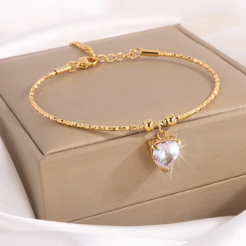 Korean Fashion Titanium Steel Diamond Inlaid Women's Luxury Bracelet