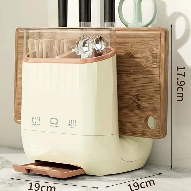 

Kitchen Knife Organizer Household Cutlery Chopping Board Storage Rack with Catch Tray Countertop Draining Kitchenware Tube
