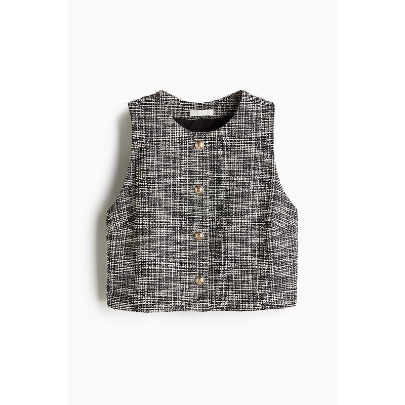 

Женская одежда HM Осень 2025 Новое поступление Жилет из петельчатого вельвета 1277887 Mixed black 155/80(XS)