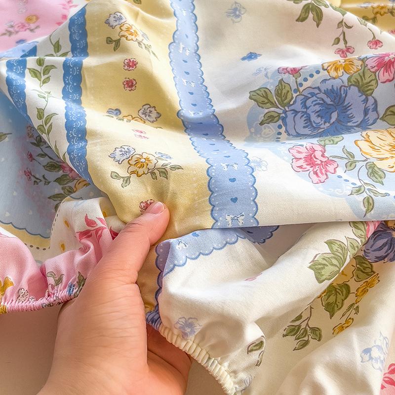 100Cotton Material With Bed Linen Collection Flower Printed Fitted With Bed Linen Pure Cotton Material Soft Fitted Linen With Elastic SingleQueenKi