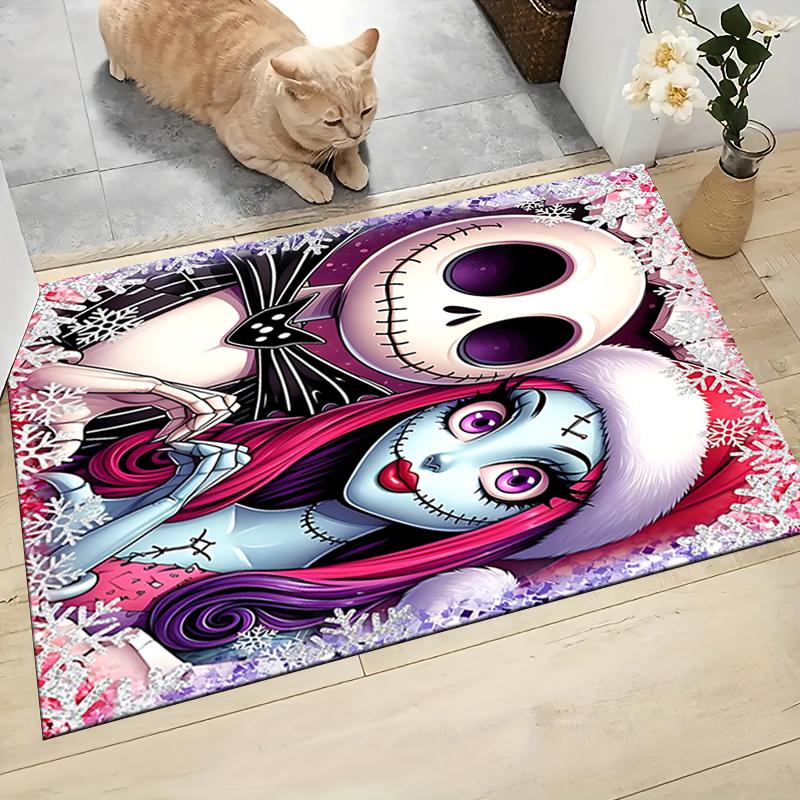 1Pc Jack Sally'S Winter Romance Carpet Rug Soft Washable Antislip Home Living Room Sofa Mats Personalized Christmas Rug