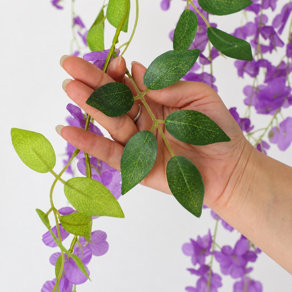 Faux Violet Blossom Trails Vintage Ceiling Backdrop Drooping Lavender Tendril Simple Synthetic Bush Twig Gorgeous Party Wreath