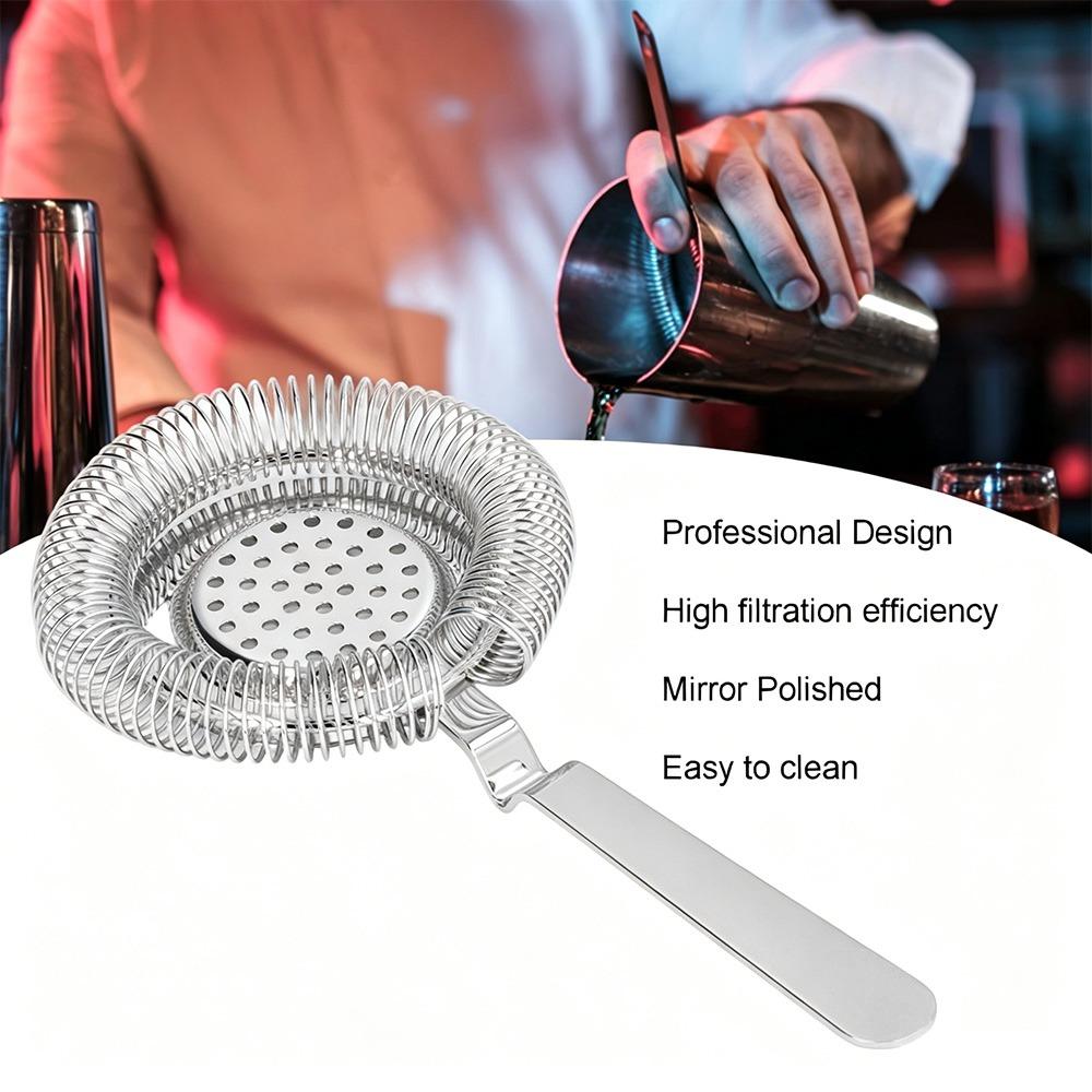 Fine Filtering Cocktail Strainer Stainless Steel Drink Strainer Professional Ice filter  Bartending серебряный