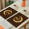 4/6pcs Ramadan Linen Placemats - Lantern & Moon Woven Table Mats for Kitchen, Dining & Celebration Decor, Hand Wash
