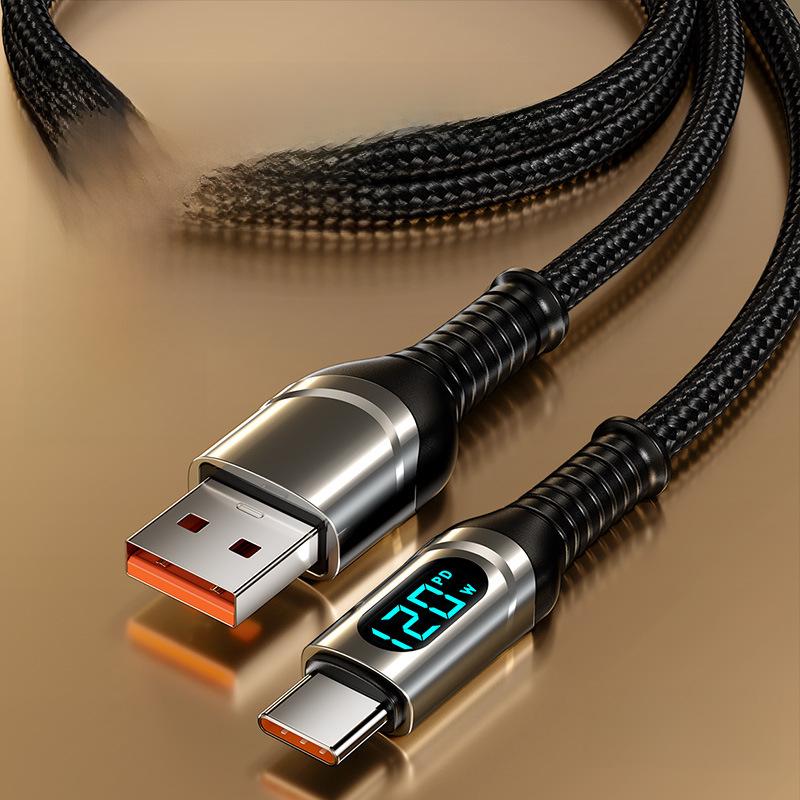 

PD120W сверхбыстрый кабель для зарядки Type-C для Apple 12/13/15, Huawei, Honor, Xiaomi Type-C Series 1m with Smart Display красный