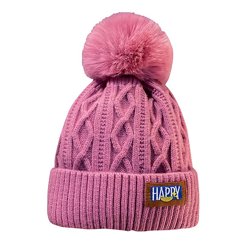 Women Solid Color Thicken Plush Beanie Cap Female Autumn Warm Crochet Hats Autumn and Winter Women's Pompom Knitted Hat