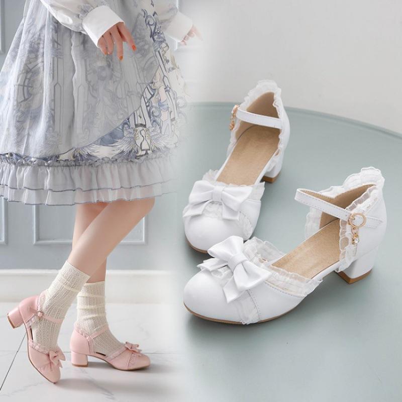 Summer girls sandals medium and older children Lolita little girls bag head Lolita high heel princess shoes children princess shoes