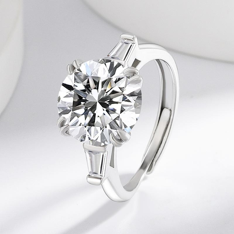 925 Sterling Silver Five Carat Moissanite Ring European American Popular Wedding Engagement Band Couple Promise Ring Jewelry Gift