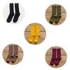 5 Pairs Solid Ribbed Crew Socks Women Mixed Color 4 Seasons Fit Loose Socks Set Daily Basic Sox