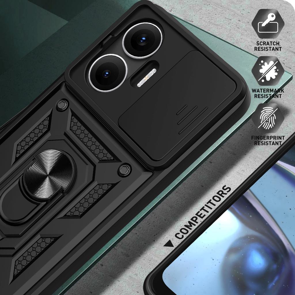 AMORUS For Xiaomi Poco F7 5G/Redmi Turbo 4 Pro 5G Case Kickstand PC+TPU Phone Cover with Camera Lens Slider