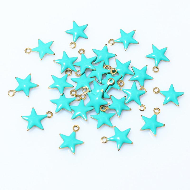 20pcs 8.5x7mm Enamel Small Star Charms Pendant Stainless Steel DIY Jewelry Making Accessories Findings for Bracelet Earrings