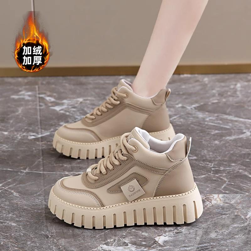 High-top shoes spring new soft-soled sports with skirt muffin thick baseplate shoes