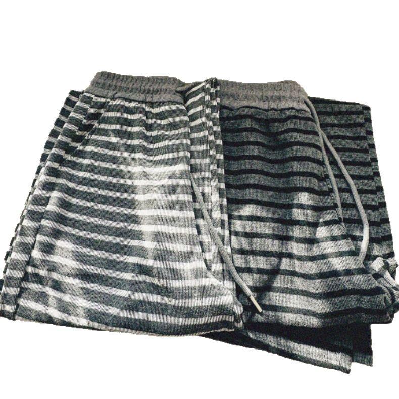 2025 Spring European Style Striped Wide-Leg Plus Size Women's Casual Floor-Length Pants
