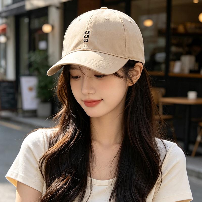 Fashion Hat 2011 Small Letter Embroidered Versatile Baseball Hat Casual Thin Breathable Face-Enhancing Couple Baseball Tongue Hat