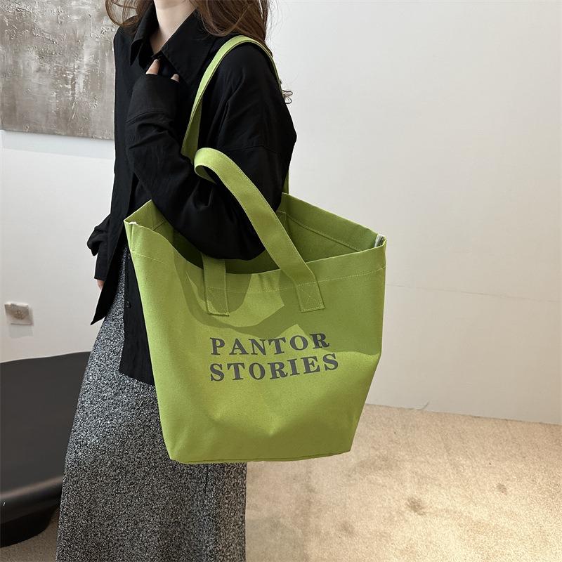 Large Capacity Alphabet Canvas Bag Literature and Art Student Commuting Class Shoulder Bag Going Out Shopping Tote Bag