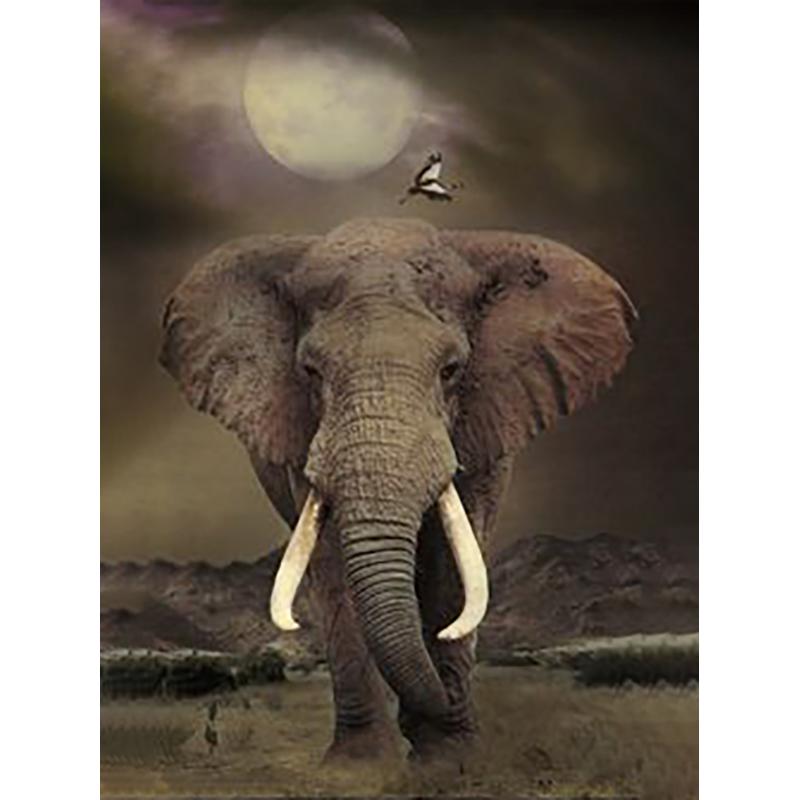 DIY Elephant 5D Diamond Maling Full Rund Drill Animal Diamond Brodery Rhinestone Art Mosaic Home Decoration Håndlaget gave