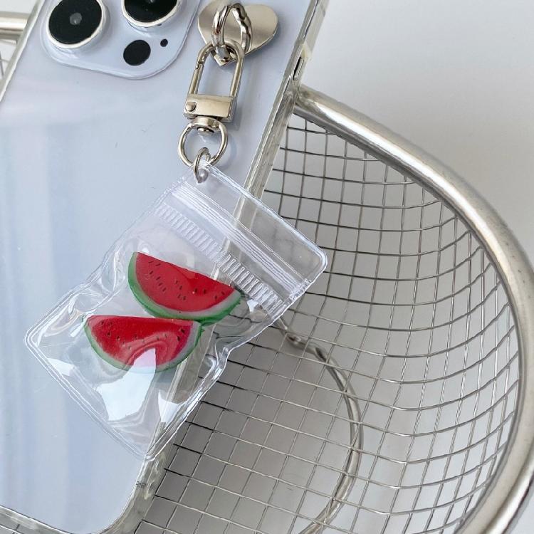 Summer Korean Style Watermelon Keychain Sturdy Alloy Key Ring Cute Phone Charm Gift For Teens