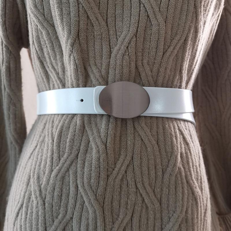 Fashion Leather Womens Belt Square Buckle Two Layer Cowhide Summer Casual Looks