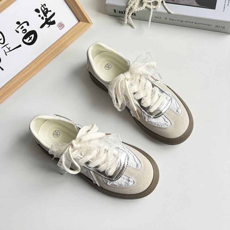 

Мода 2025 Лето Гонконгский стиль Винтажные женские кружевные туфли Аган Туфли на толстой платформе Дышащая обувь Повседневные балетки 40