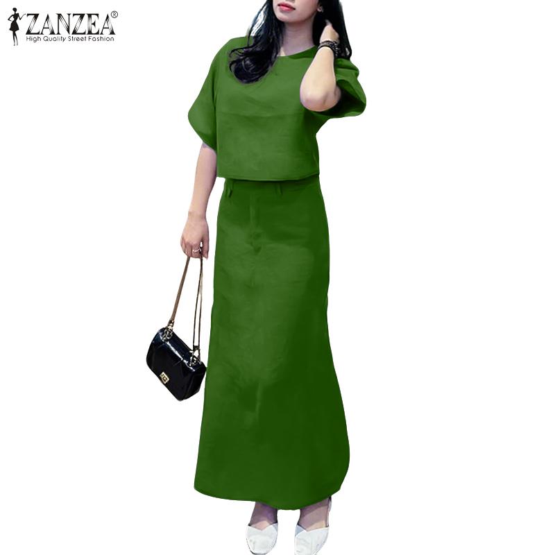 ZANZEA Bluză și fuste cu jumătate de mânecă pentru femei Seturi de costume casual din două piese