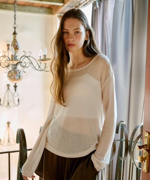 Depound String Scallop Pullover [Ivory] Ivory/Free