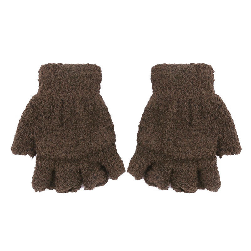 Halbfingerhandschuhe Multifunktional Umschlagbar Niedlich Korallenfleece Warm Kältefest Weich Bequem Damen Winter Warm Damen Handschuhe