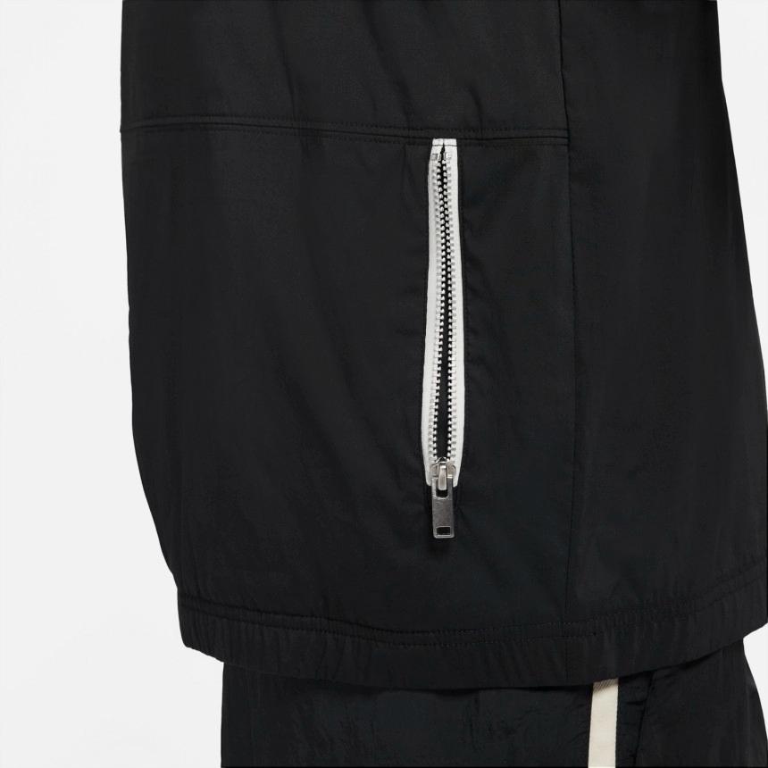 Nike Solid Logo Stripe Cotton Crew Neck Side Button Pullover Long Sleeve Sweatshirt Men Sweatshirt Black DD7017-010