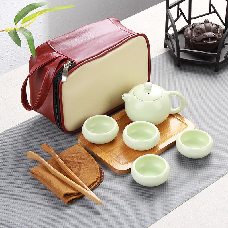 Portable Chinese Kung Fu Tea Set Gift Box 9-Piece Green