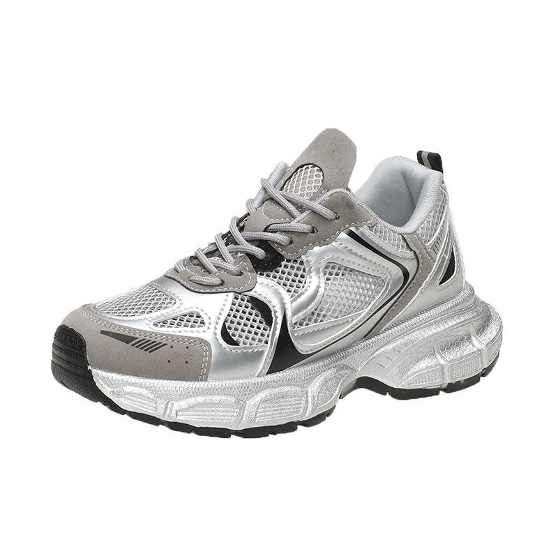 

Thick-soled heightening dad shoes women s summer 2025 new silver mesh breathable casual sneakers children 40