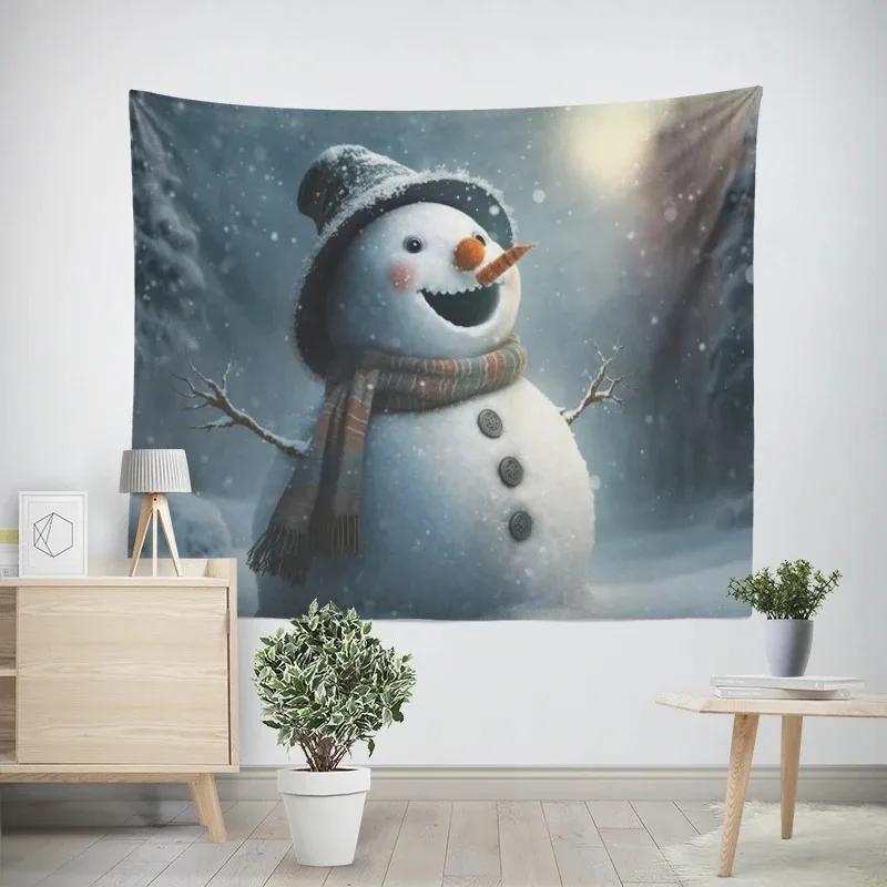 Christmas New Year Snowman Pattern Tapestry Living Room Sofa Home Decor Tapestry
