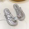 Evening wind rhinestone cover toe French slippers fairy wind sandals spring and summer new wear silver sandals women's shoes