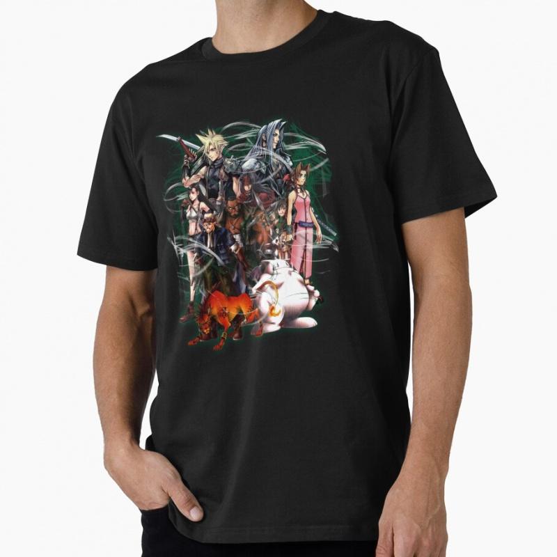 Final Fantasy VII - Collage Game Gift T shirt for RPG gamer 100% cotton Short Sleeve Graphic Cl