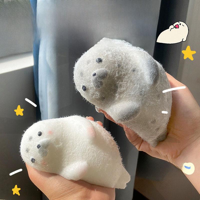 Taba Squishy Cute Large Chubby White Seal soft Flocked Sea Lion Slow Rebound Hand Relaxation Stress Relief Kawaii Girl Gift Toys