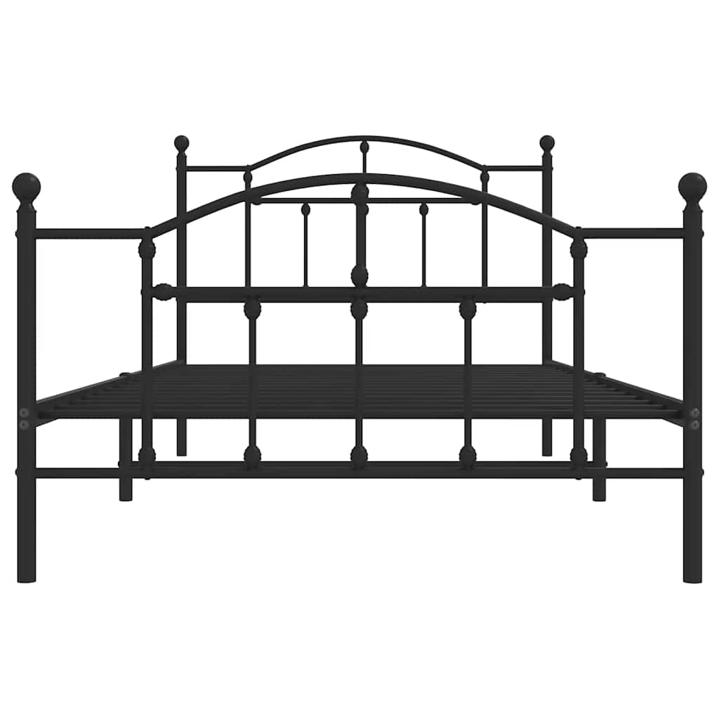 Metal Bed Frame with Headboard and Footboard Black 100x200 cm