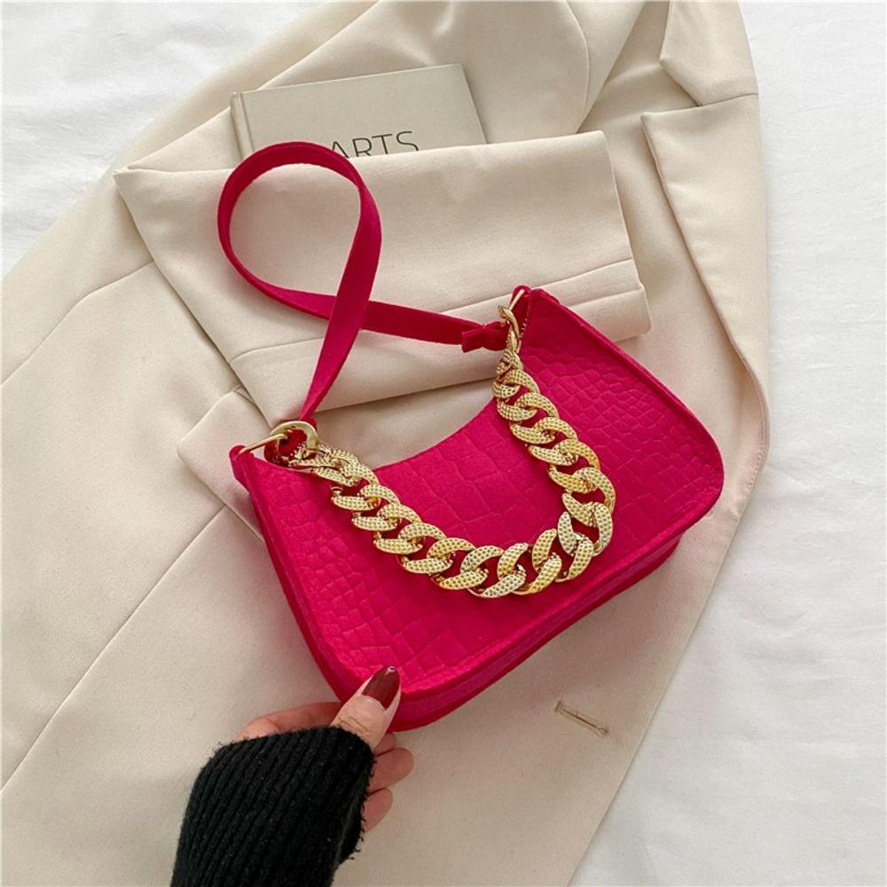 Fashi Felt Cloth Pattern Shoulder Bags For Women Small Handle Underarm Bag Clutch Luxury Solid Color Female Handbag With Purse