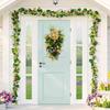 Charming Floral Spring Door Wreath With Elegant Hanging Design And Tulips Lavender