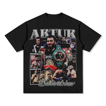 Artur Beterbiev Boxing Champion Vintage Collage Print White Crew Neck Short Sleeve Sport Fan Cotton Casual Unisex Tee Shirt
