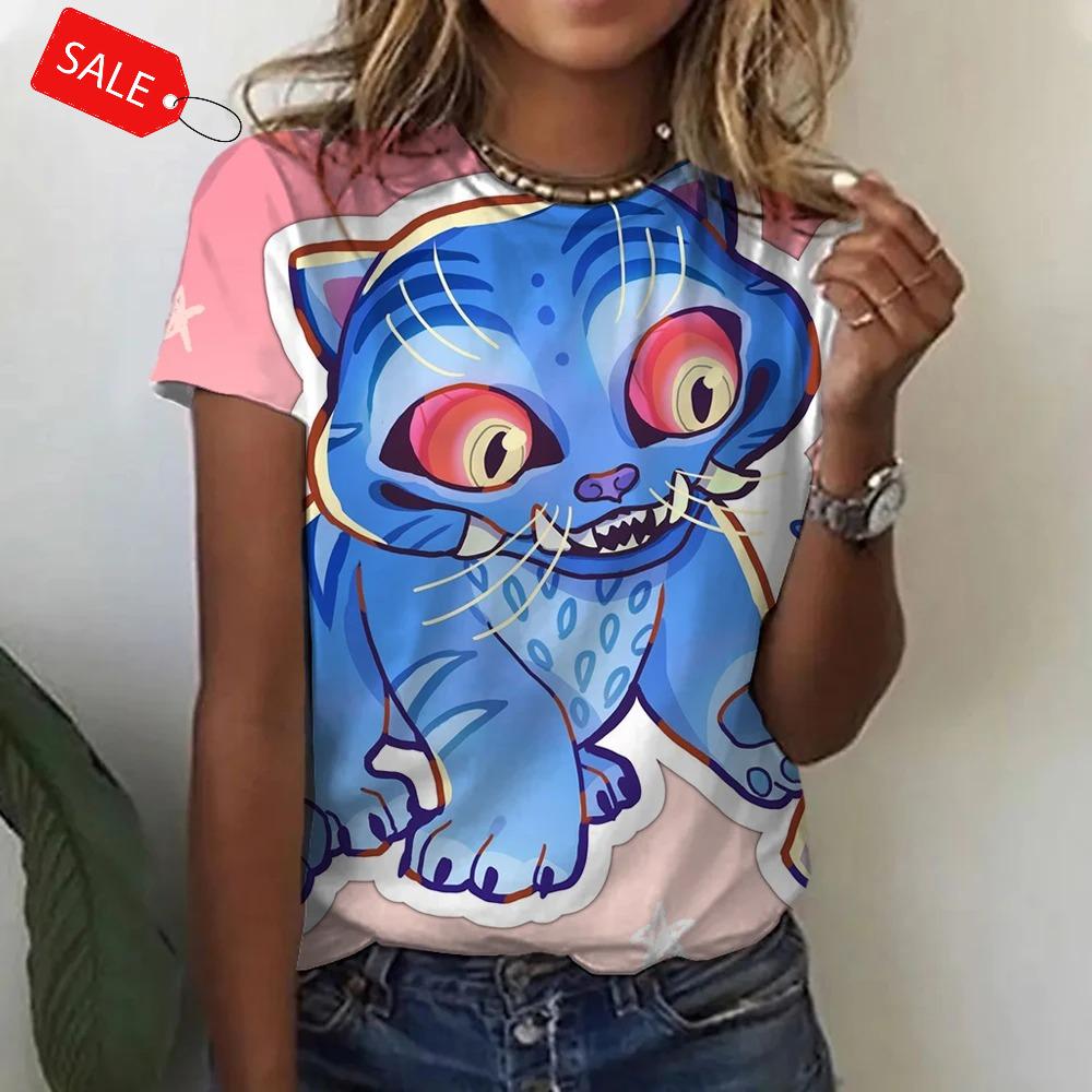 T-shirt Estiva KPop Y2K con Stampa Demon Hunters Donna Manica Corta T-shirt 3D Moda Casual Girocollo Top Largo da Donna