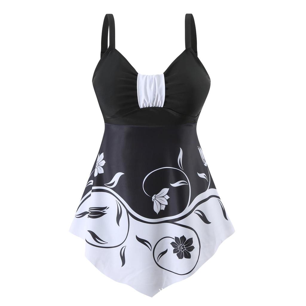 2025 European & American Plus Size Boyleg Quick-Dry Tankini Swimsuit