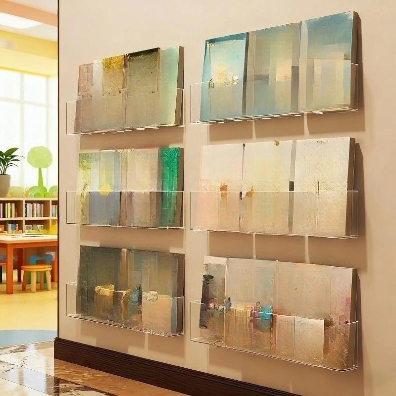 Bohrloses transparenter Acryl-Wandregal Wanddisplay-Organizer für Bücher Zeitschriften CDs & Schallplatten Passt hinter Türen & in Flure